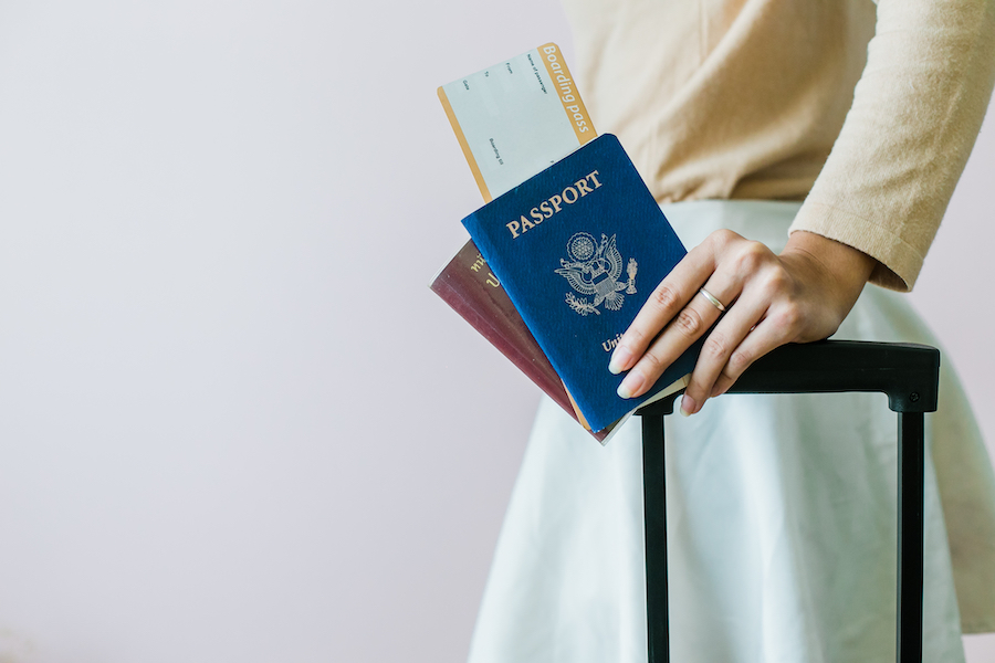 Women holding passport 