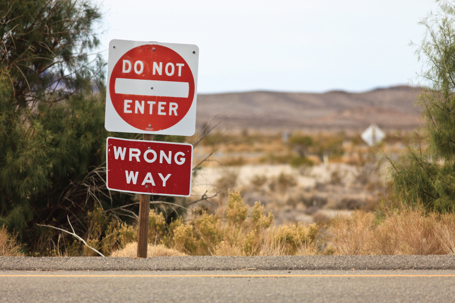 wrong way signs