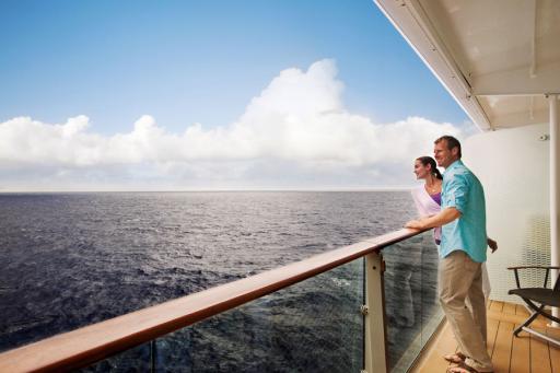 Couple on deck of celebrity cruise